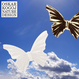 Kozmični metuljček Oskar Kogoj – mali, bel v darilni embalaži 