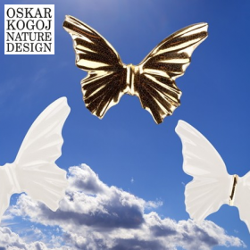 Kozmični metuljček Oskar Kogoj – mali, pozlačen v darilni embalaži 