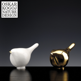 Ptiček hvaležnosti, bel z zlatim kljunčkom v darilni embalaži Oskar Kogoj